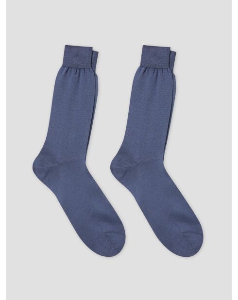 Lot de 2 paires de chaussettes fil d'Écosse en coton bleu