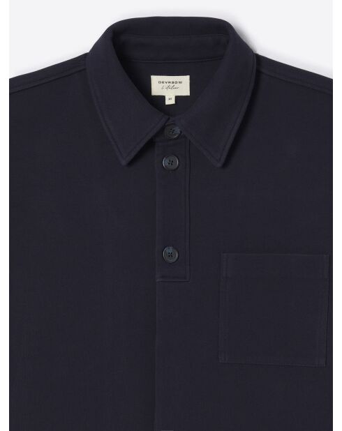 Sweat boutonné col chemise L'atelier bleu indigo