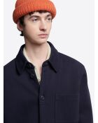 Sweat boutonné col chemise L'atelier bleu indigo