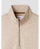 Sweat col montant zippé chiné blanc neige