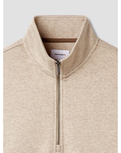 Sweat col montant zippé chiné blanc neige