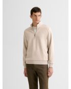 Sweat col montant zippé chiné blanc neige