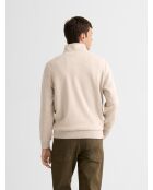 Sweat col montant zippé chiné blanc neige