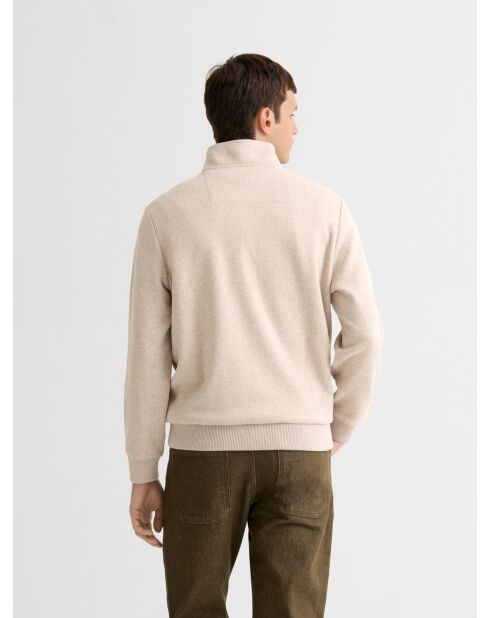 Sweat col montant zippé chiné blanc neige
