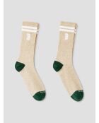 Lot de 2 paires de chaussettes côtelées fantaisie beige clair