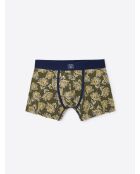 Boxer à fleurs en coton biologique kaki