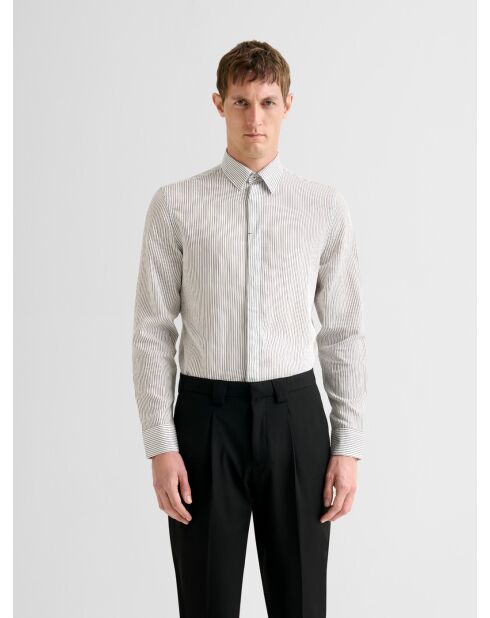 Camicia slim bianca a righe