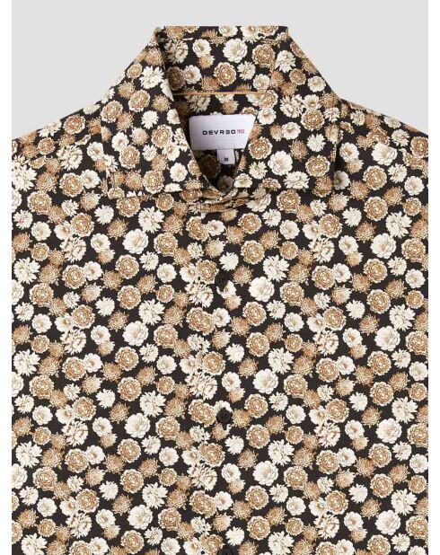Chemise slim fleurie beige 3