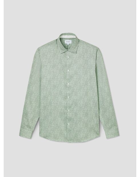 Slank katoenen shirt met amandelgroen patroon