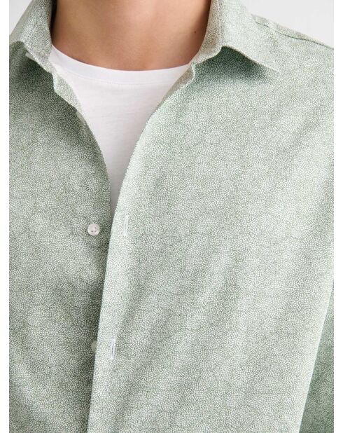 Slank katoenen shirt met amandelgroen patroon