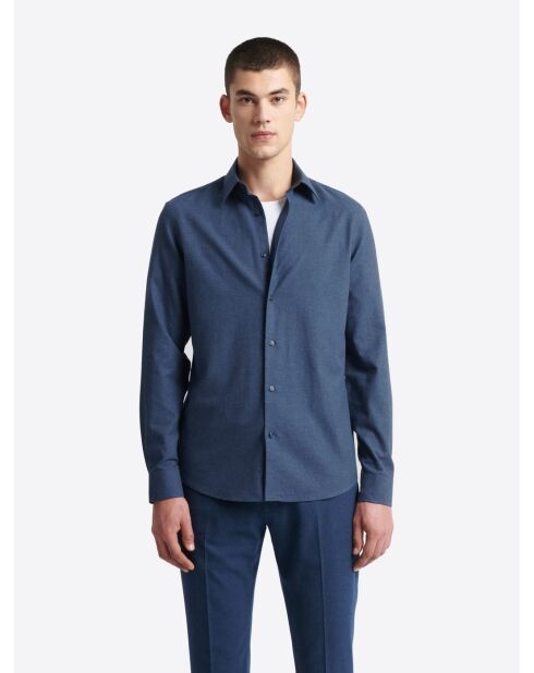 Marineblauw slim overhemd van katoen