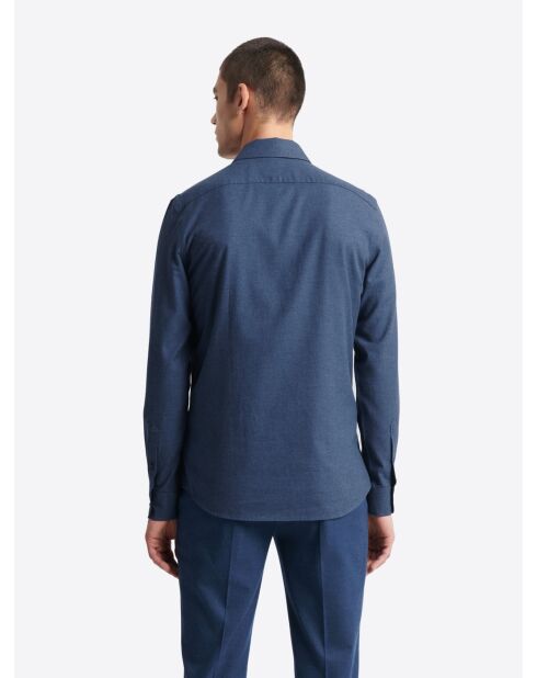 Marineblauw slim overhemd van katoen