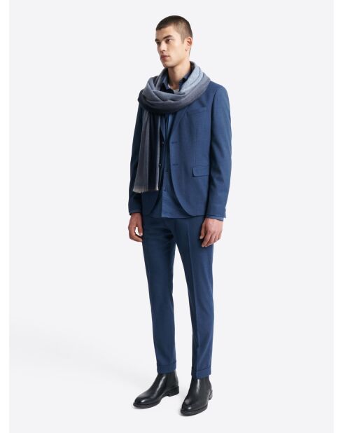 Marineblauw slim overhemd van katoen