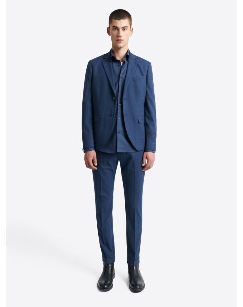 Marineblauw slim overhemd van katoen