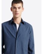 Marineblaues Slimhemd aus Baumwolle