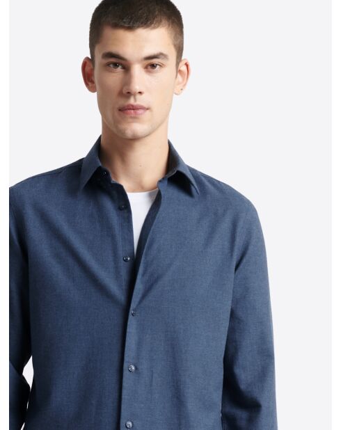 Marineblauw slim overhemd van katoen