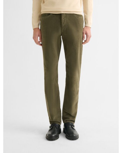 Dunkle Khakifarbene Stretch-Slim-Jeans