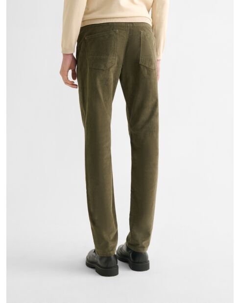 Dunkle Khakifarbene Stretch-Slim-Jeans