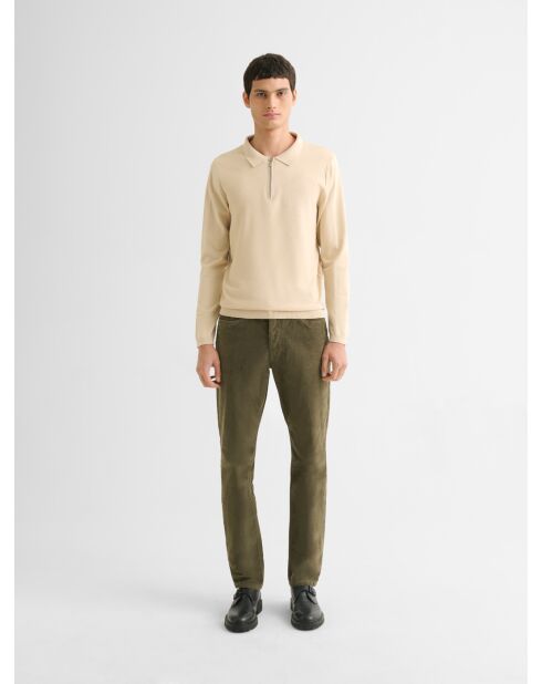 Dunkle Khakifarbene Stretch-Slim-Jeans
