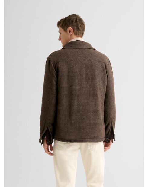 Surchemise regular en jacquard lainage marron 2