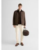 Surchemise regular en jacquard lainage marron 2