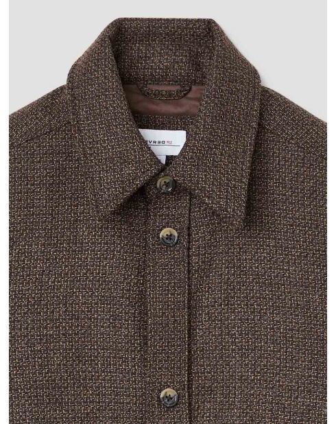 Surchemise regular en jacquard lainage marron 2