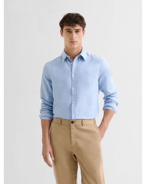 Chemise slim en coton bio bleu ciel