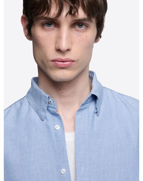 Chemise slim en coton bio bleu ciel