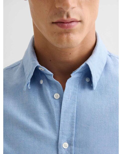 Chemise slim en coton bio bleu ciel