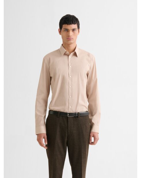 Extraslim stretchshirt met wit patroon