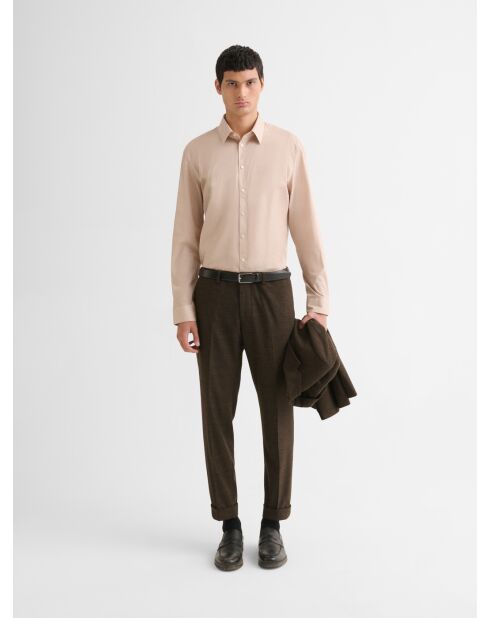 Extraslim stretchshirt met wit patroon