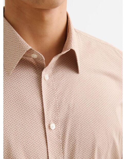 Extraslim stretchshirt met wit patroon