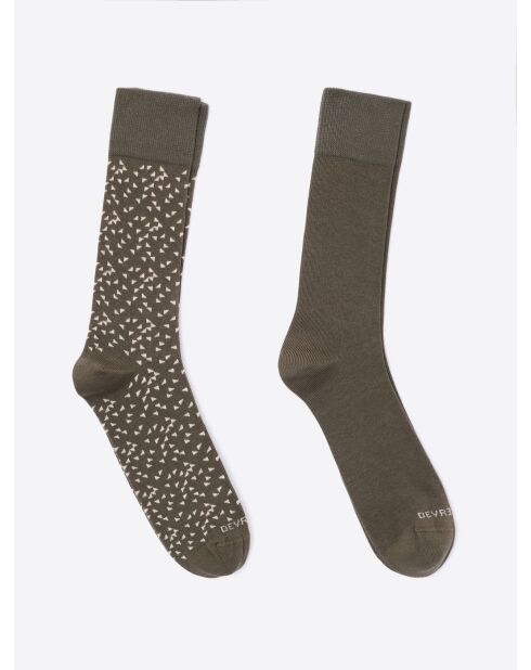 Lot de 2 paires de chaussettes fantaisie bicolore kaki