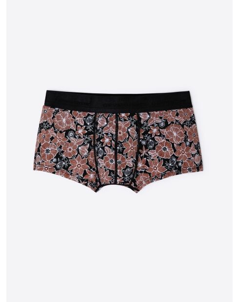 Shorty stretch à fleurs noir