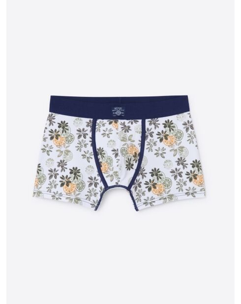 Boxer fantaisie en coton biologique blanc