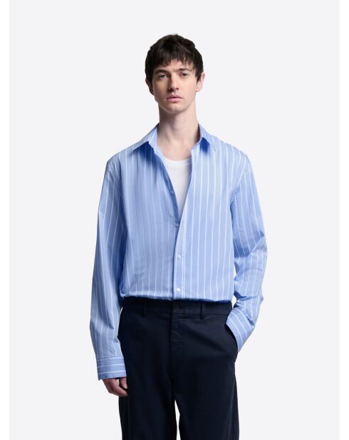 Blauw gestreept slim shirt