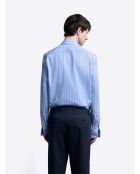 Blauw gestreept slim shirt