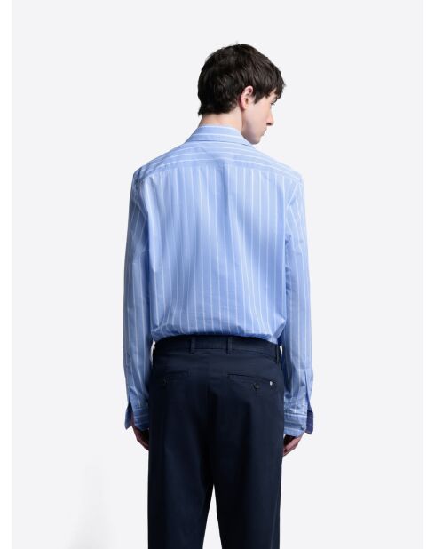 Blauw gestreept slim shirt