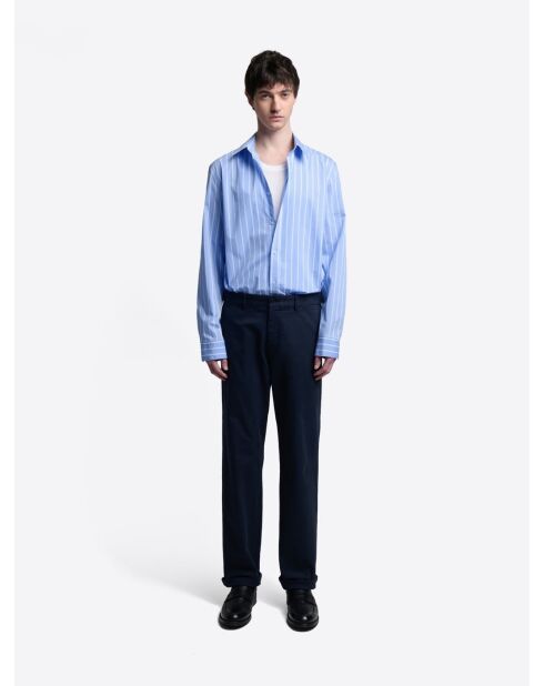 Blauw gestreept slim shirt