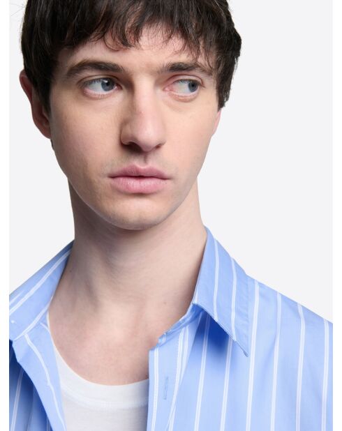 Blauw gestreept slim shirt
