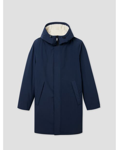 Parka déperlante à capuche sherpa deep blue