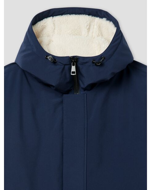 Parka déperlante à capuche sherpa deep blue