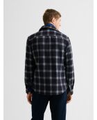 Surchemise slim à carreaux bleu marine