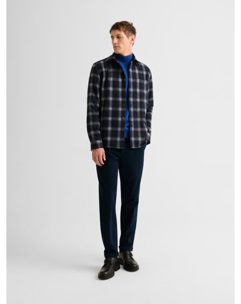 Surchemise slim à carreaux bleu marine