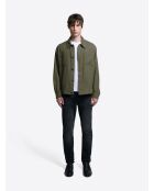 Surchemise regular en coton lin vert kaki clair 2