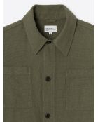 Surchemise regular en coton lin vert kaki clair 2