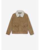 Blouson en velours col sherpa camel