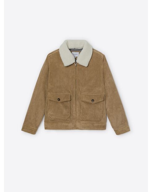 Blouson en velours col sherpa camel