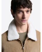 Blouson en velours col sherpa camel