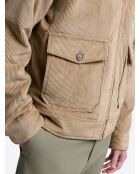 Blouson en velours col sherpa camel